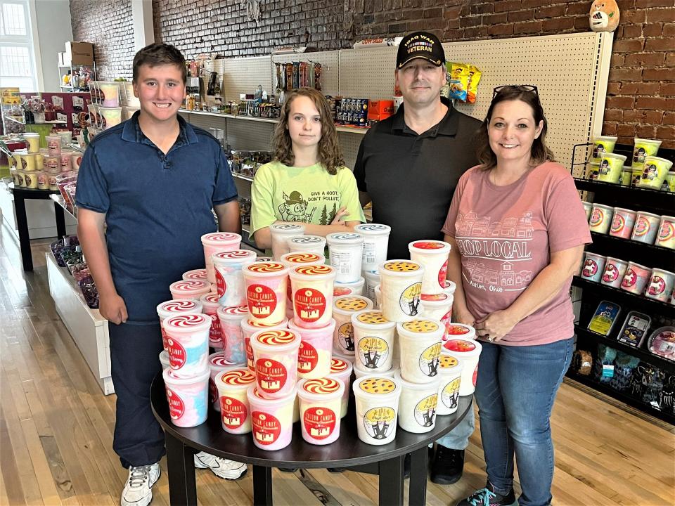 The Haupt family owns and operates Yummy Treats Candy & More, 140 E. Center St. in downtown Marion. Pictured from left are Jonathan Haupt, Selah Coen, and John and Jackie Haupt. The store is scheduled to open Sept. 5, 2023.