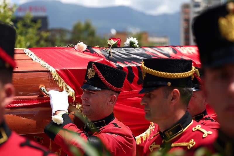 Funeral of Albanian novelist and playwright Ismail Kadare, in Tirana