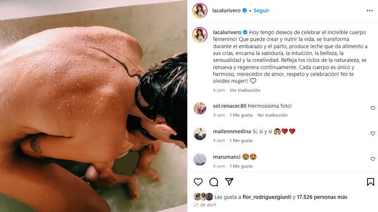 Calu Rivero compartió una reflexión sobre la maternidad (Foto: captura Instagram/@lacalurivero)