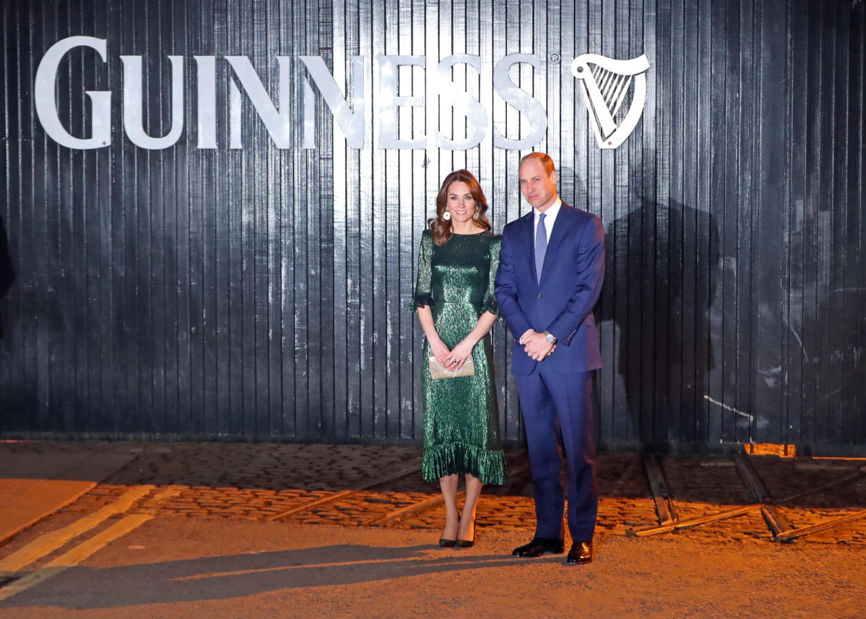 The Duke and Duchess of Cambridge arrive for a reception hosted by the British Ambassador to Ireland at the Gravity Bar, Guinness Storehouse, Dublin, during their three day visit to the Republic of Ireland.