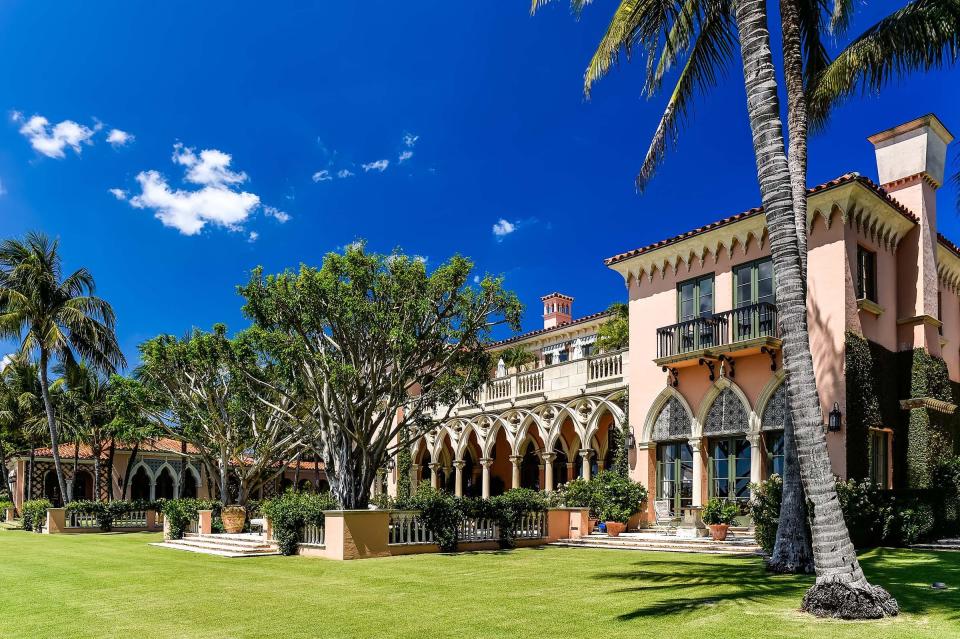 A Mediterranean-style estate at 1485 S. Ocean Blvd. in Palm Beach is the primary home of Thompson and Caroline Dean, tax records show. The property's 2023 tax bill is $1.02 million.