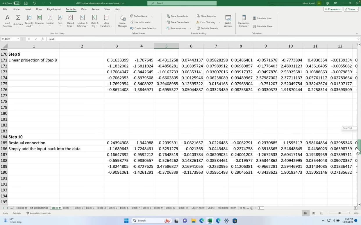  GPT-2 in an Excel spreadsheet. 