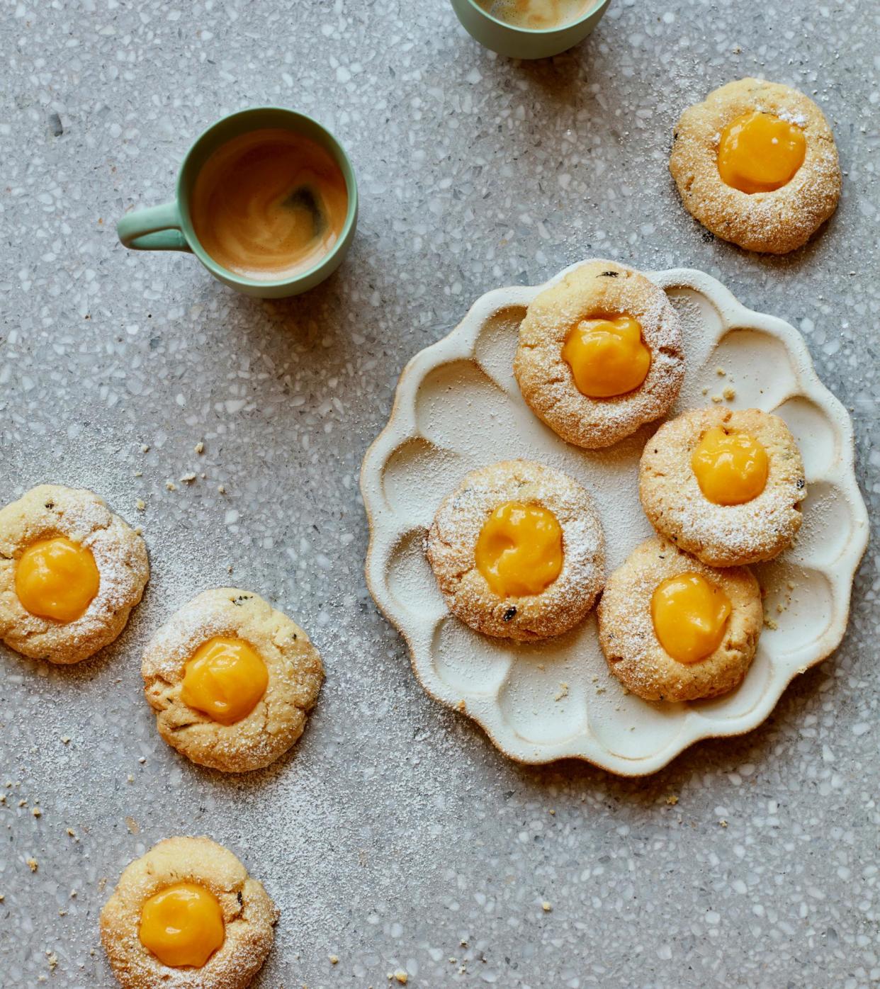 <span>Benjamina Ebuehi’s lemon and thyme thumbprint cookie. </span><span>Photograph: Laura Edwards/The Guardian. Food styling: Benjamina Ehuehi. Prop styling: Anna Wilkins. Food styling assistant: Lucy Turnbull.</span>