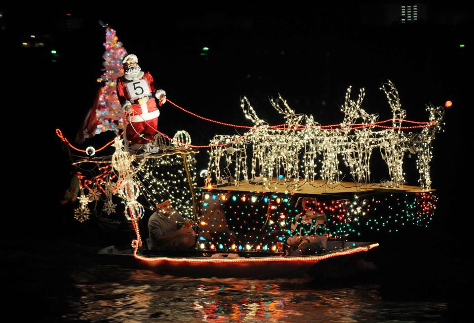 Decorated boats in the Daytona Beach Boat Parade keep the event festive.