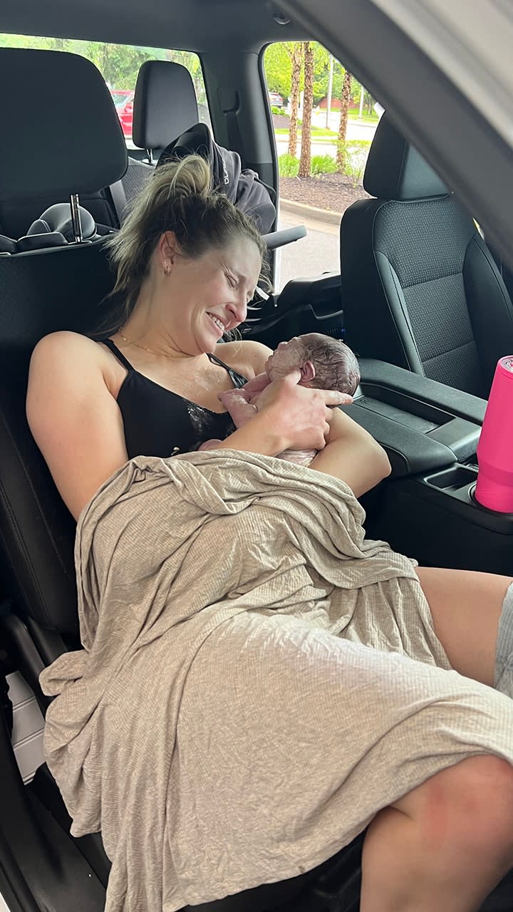 Mom with baby in car