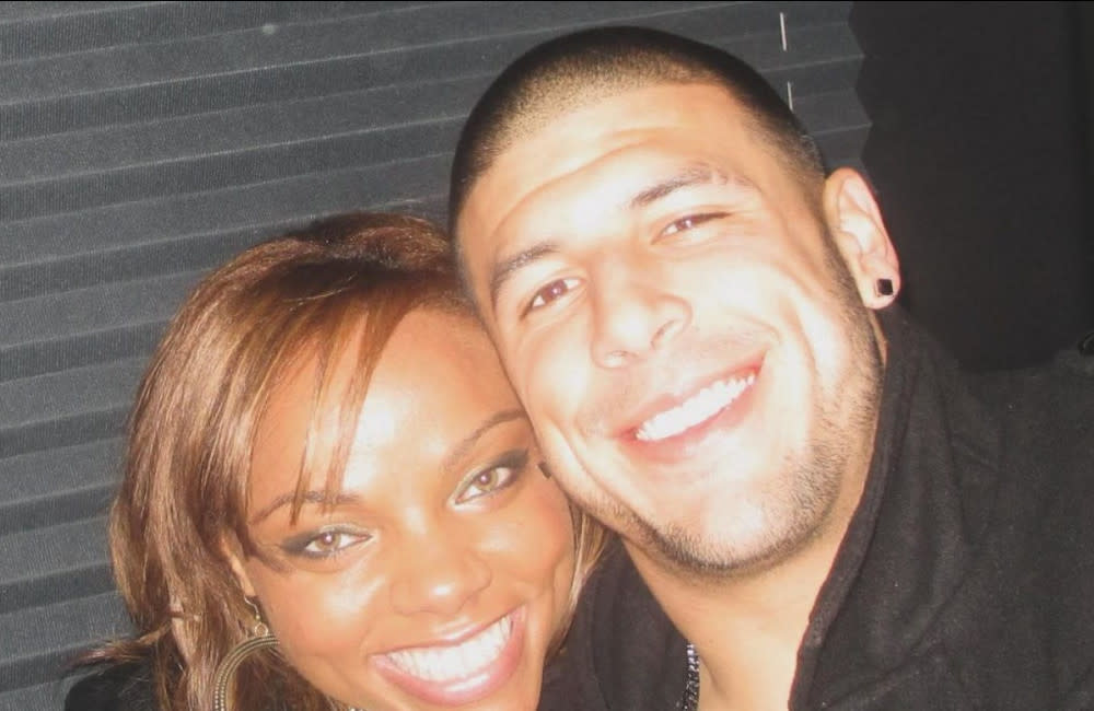 Aaron Hernandez’s former fiancée has slammed Tom Brady’s Netflix roast for featuring ‘cruel’ jokes about her late partner credit:Bang Showbiz