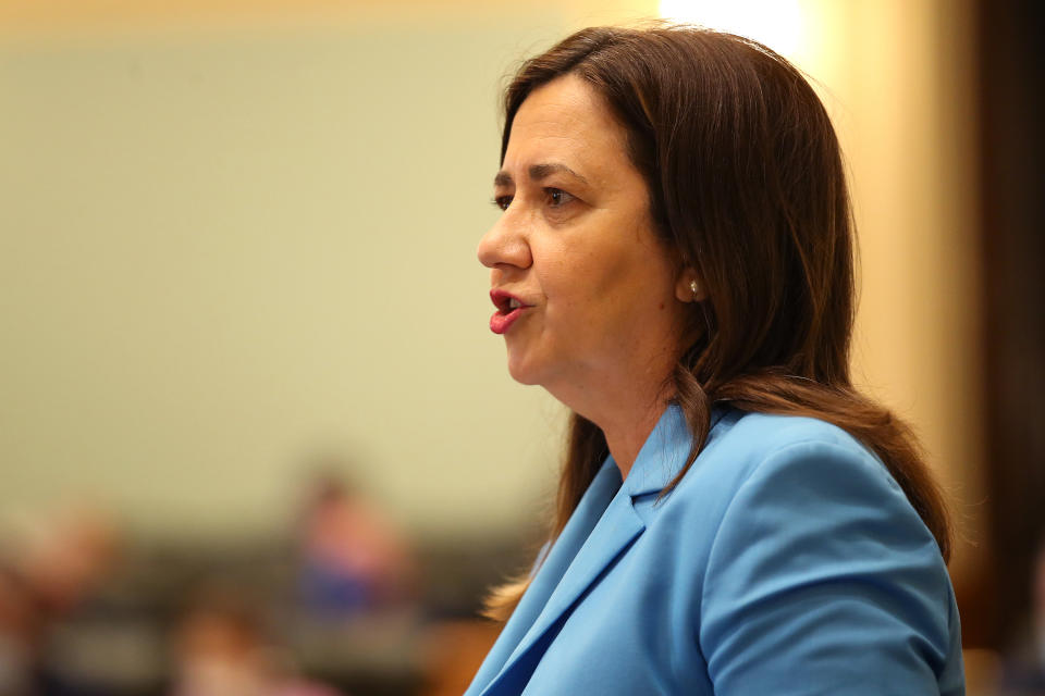 Queensland Premier Annastacia Palaszczuk speaks during Question Time at Parliament House in Brisbane, Thursday, September 2, 2021.