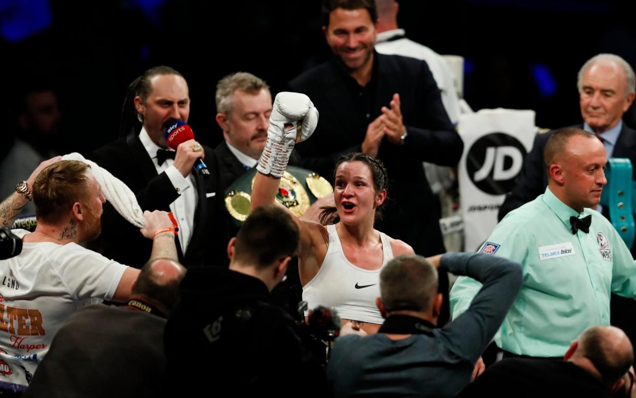 Terri Harper claimed the WBO super featherweight title in Sheffield earlier this month - Getty Images
