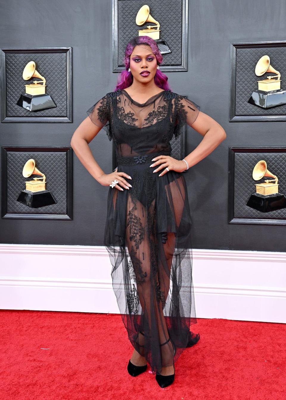 Laverne Cox at the 2022 Grammys on Sunday.