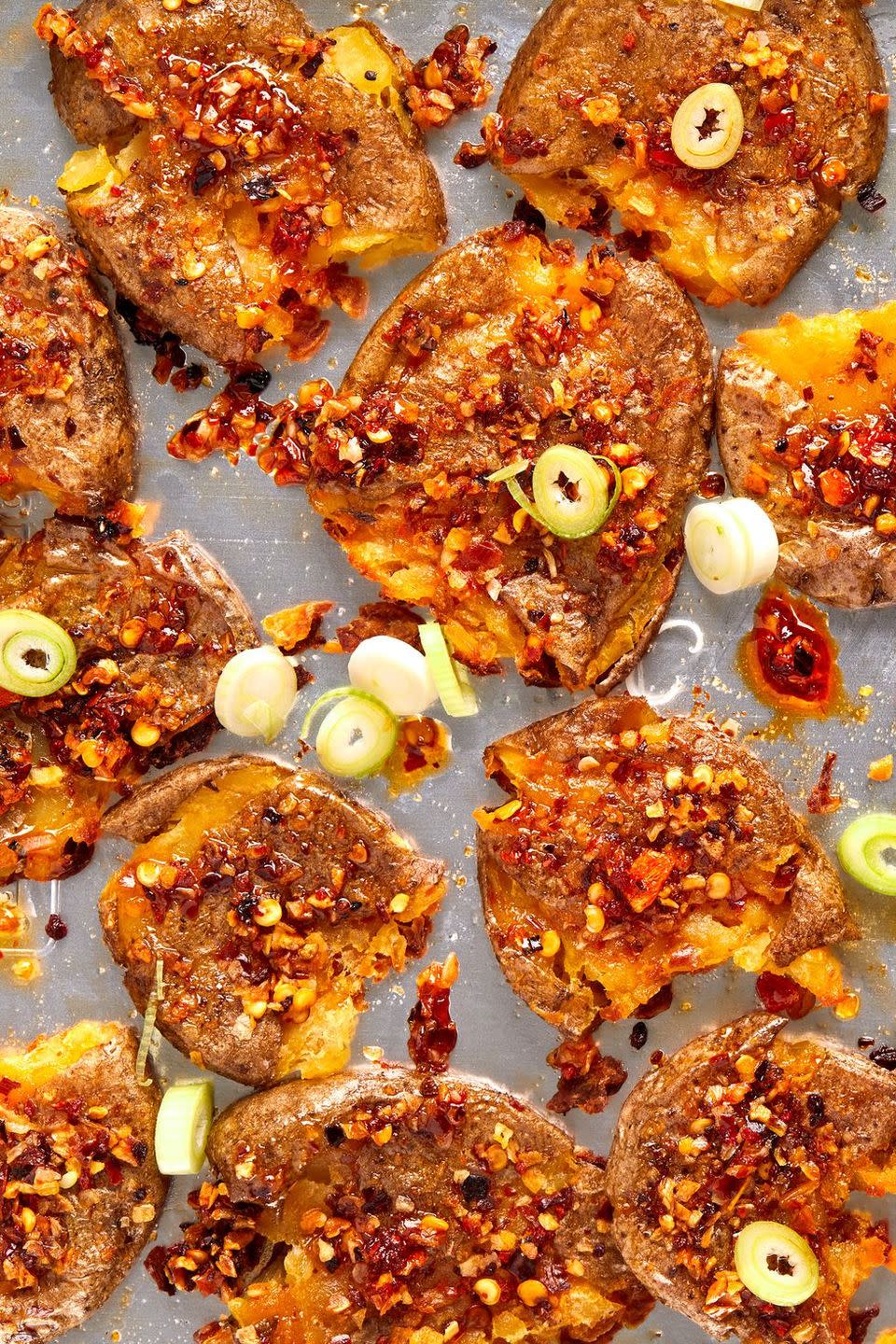 chili oil smashed potatoes