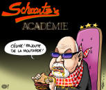 Caricature du 6 mars : <br> Schwartz's Académie. <a href="http://fr-ca.divertissement.yahoo.com/news/ren%C3%A9-ang%C3%A9lil-devient-propri%C3%A9taire-schwartzs-002954683.html" data-ylk="slk:Consultez l'article;elm:context_link;itc:0;sec:content-canvas;outcm:mb_qualified_link;_E:mb_qualified_link;ct:story;" class="link  yahoo-link">Consultez l'article</a><br>