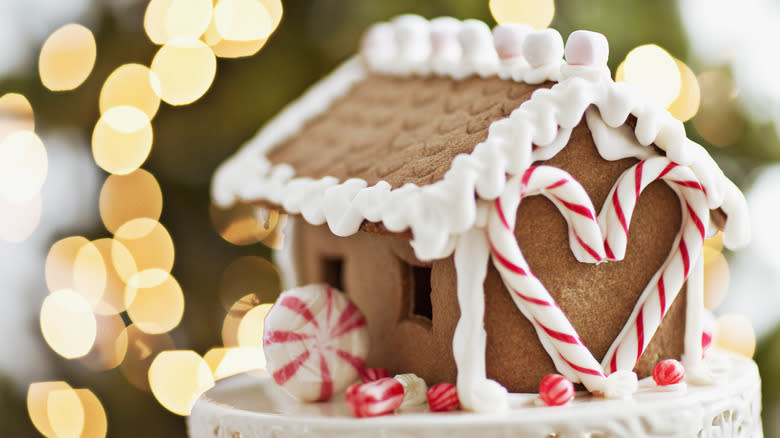 decorated gingerbread house