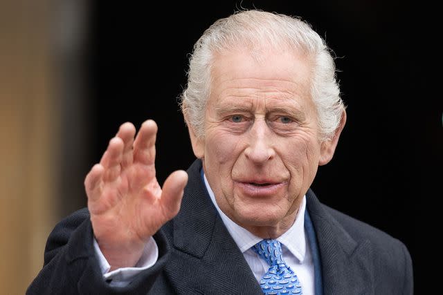 <p>Samir Hussein/WireImage</p> King Charles arrives for Easter service at Windsor Castle on March 31, 2024