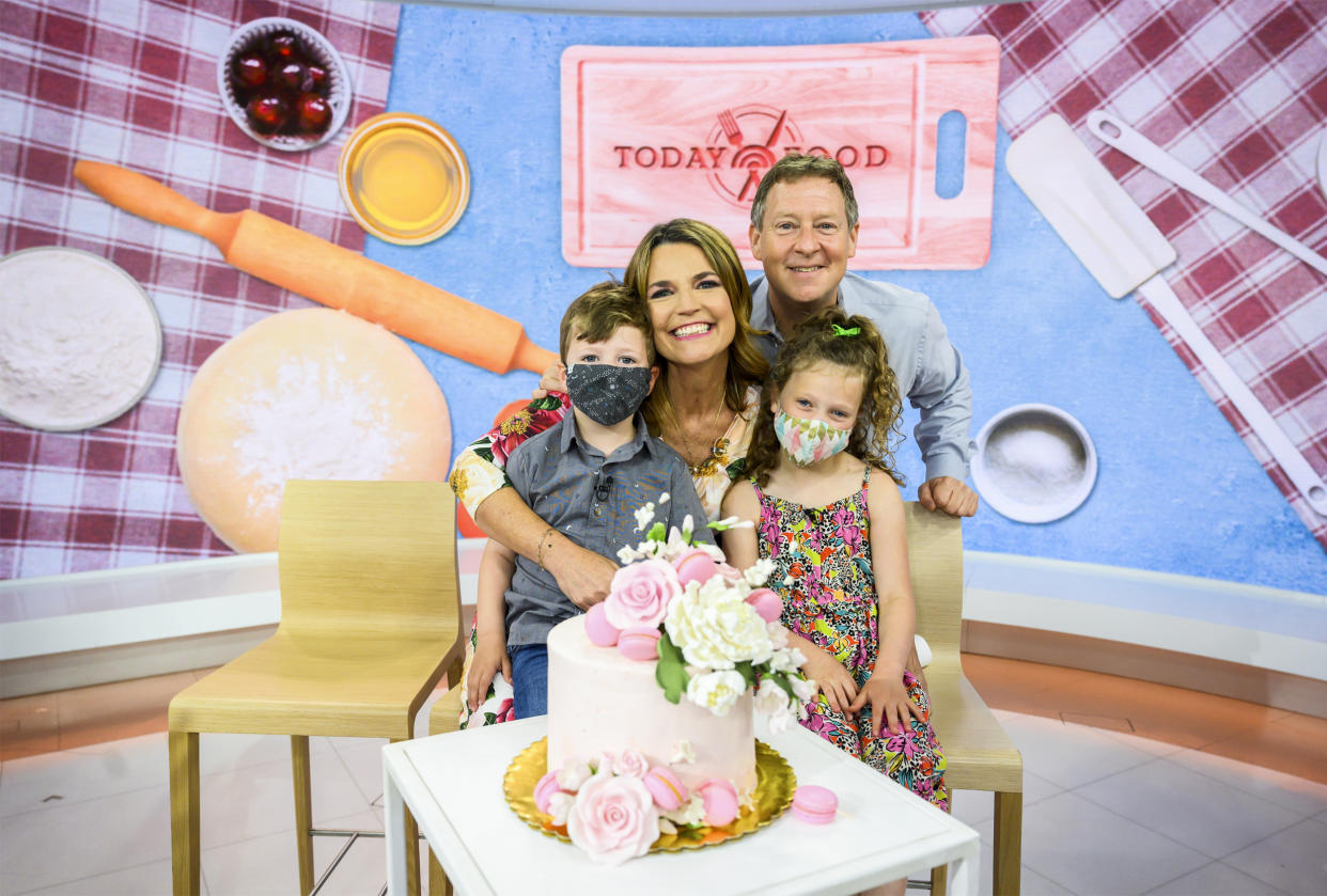 Image: Savannah Guthrie with her two kids, Vale and Charles and her husband, Michael Feldman. (TODAY)