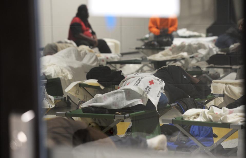 As Hurricane Ian moves near the city of North Charleston; many are coming to shelters such as this one set up in Matilda Dunston Elementary School on Sept. 30. 