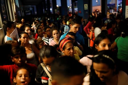 Venezuelans at the Ecuadorian Peruvian border service center in the outskirts of Tumbes