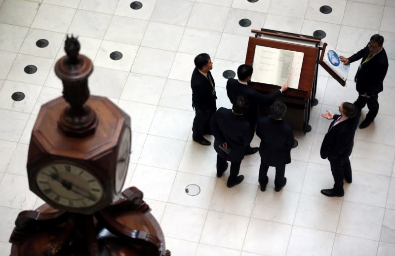 FILE PHOTO: Interior of the Lloyd's of London building is seen in the City of London financial district