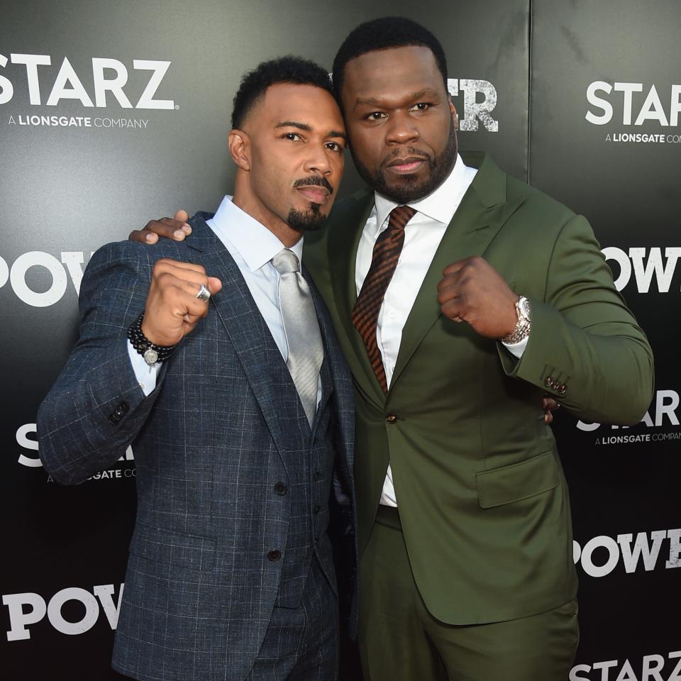 Omari Hardwick (L) and Curtis "50 Cent" Jackson attend the Starz "Power" The Fifth Season red carpet premiere on June 28, 2018 in New York City.