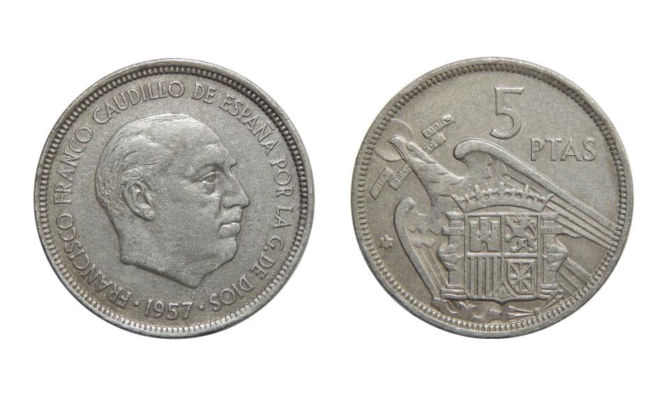 coins of Spain 5 pesetas 1957