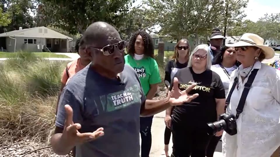 Miami-based historian Marvin Dunn speaks with a group of teachers about the events surrounding the massacre. - CNN