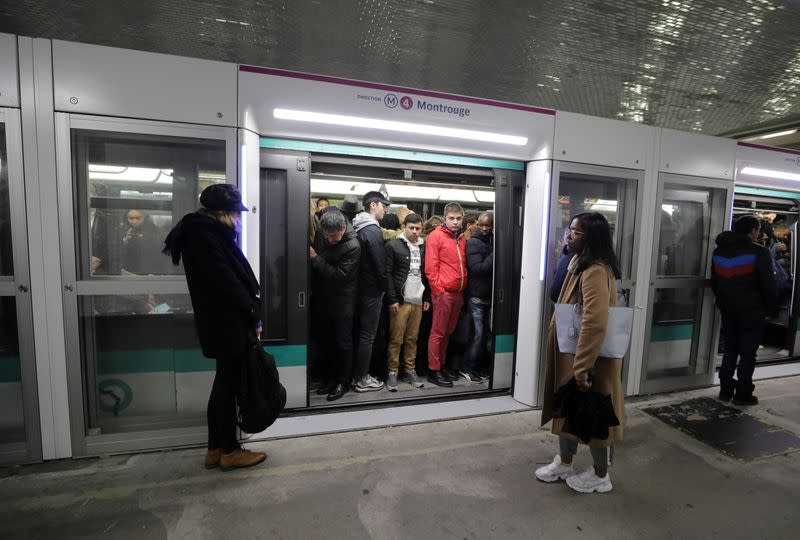 Seventh day of strike by all unions of the Paris transport network and French SNCF workers, in Paris