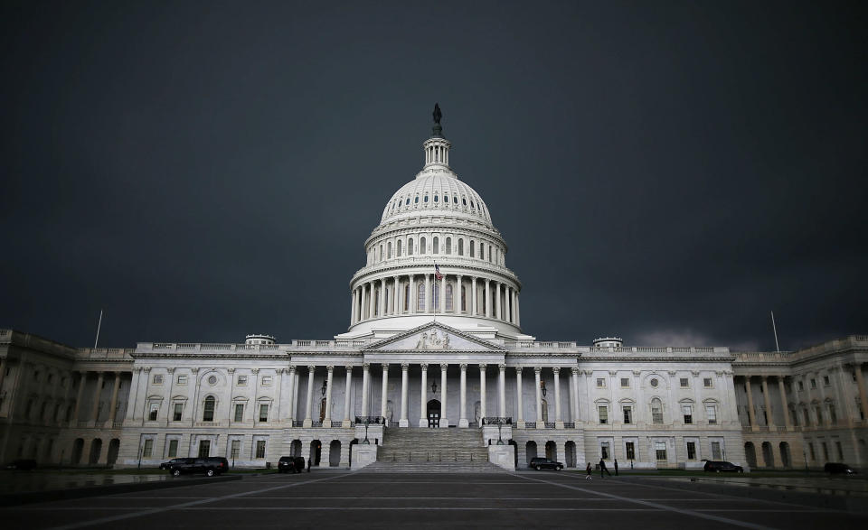 Storm clouds fill the sky over the U.S. Capitol Building, June 13, 2013 in Washington, D.C.  (Photo by Mark Wilson/Getty Images)