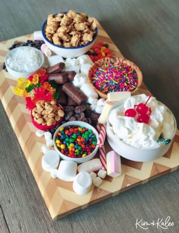 <p>Kim & Kalee</p><p>This ice cream sundae charcuterie board is perfect for a special night at home or get-together! The best part is it’s customizable and perfect for kids and adults!</p><p><strong>Get the recipe: </strong><strong><a href="https://kimandkalee.com/recipes/ice-cream-sundae-charcuterie-board/" rel="nofollow noopener" target="_blank" data-ylk="slk:Ice Cream Sundae Charcuterie Board;elm:context_link;itc:0;sec:content-canvas" class="link rapid-noclick-resp">Ice Cream Sundae Charcuterie Board</a></strong></p>