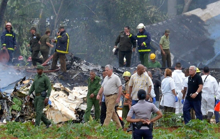 Cuban President Miguel Diaz-Canel visited the site of the accident near Havana's Jose Marti airport