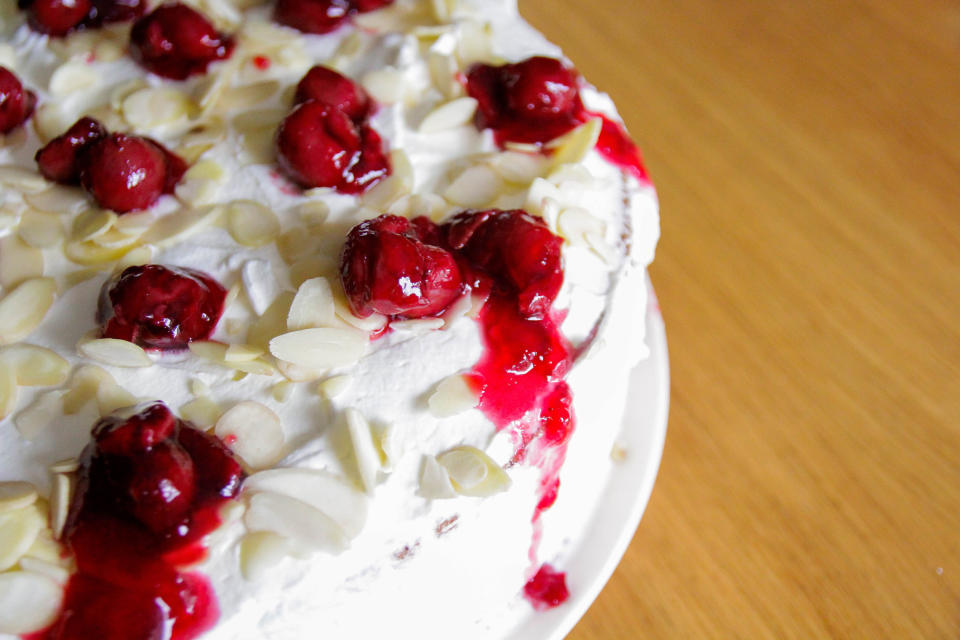 cherries melting on a cake