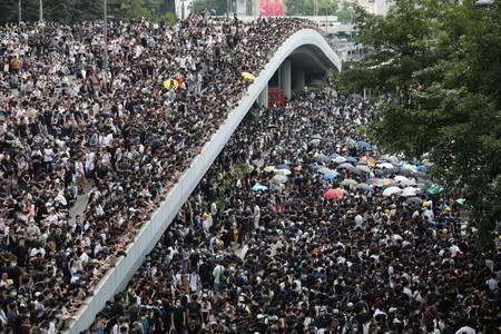 Protesters demonstrate against a proposed extradition bill in Hong Kong