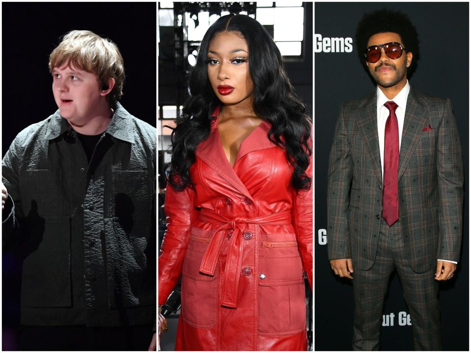 From L-R: Lewis Capaldi, Megan Thee Stallion and The Weeknd were among the nominees for the 2020 American Music AwardsGetty Images