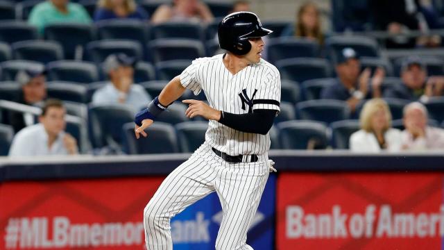 21 APRIL 2015: New York Yankees center fielder Jacoby Ellsbury (22) is seen  in the dugout during a regular season game between the New York Yankees and  the Detroit Tigers played at