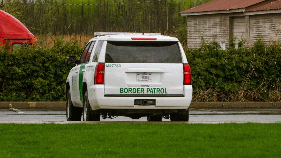 A border patrol SUV parked in Plattsburgh, NY, 20 minutes from the Canadian border.