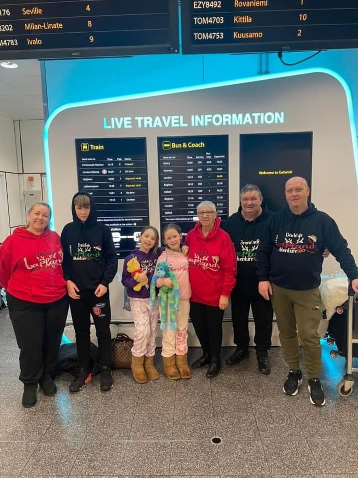 PIC FROM Kennedy News and Media (PICTURED: DOLLY FISHER, NINE, FROM RAINHAM, ESSEX, WHO HAS A LIFE THREATENING EGG ALLERGY IN AN AIRPORT WITH MUM CARLY-JANE AND DAD CRAIG, BOTH 43, TWIN BETTY, BROTHER FREDDIE, 12, AND HER GRANDPARENTS FREDDIE BUTTON, 73, AND LARRAINE BUTTON, 71) The parents of a nine-year-old with a life-threatening allergy claim they may be forced to lose their Â£19,000 dream holiday to Florida - because Virgin refuse to take egg mayo sandwiches off the flight menu. Dolly Fisher was diagnosed with an egg allergy when she was three, which is so severe that she carries an epi pen and could go into anaphylactic shock if she's in the same room as one. Parents Carly-Jane and Craig, both 43, forked out Â£19,000 for a holiday to Walt Disney World Florida in April this year for Dolly, twin Betty and brother Freddie, 12. DISCLAIMER: While Kennedy News and Media uses its best endeavours to establish the copyright and authenticity of all pictures supplied, it accepts no liability for any damage, loss or legal action caused by the use of images supplied and the publication of images is solely at your discretion. SEE KENNEDY NEWS COPY - 0161 697 4266