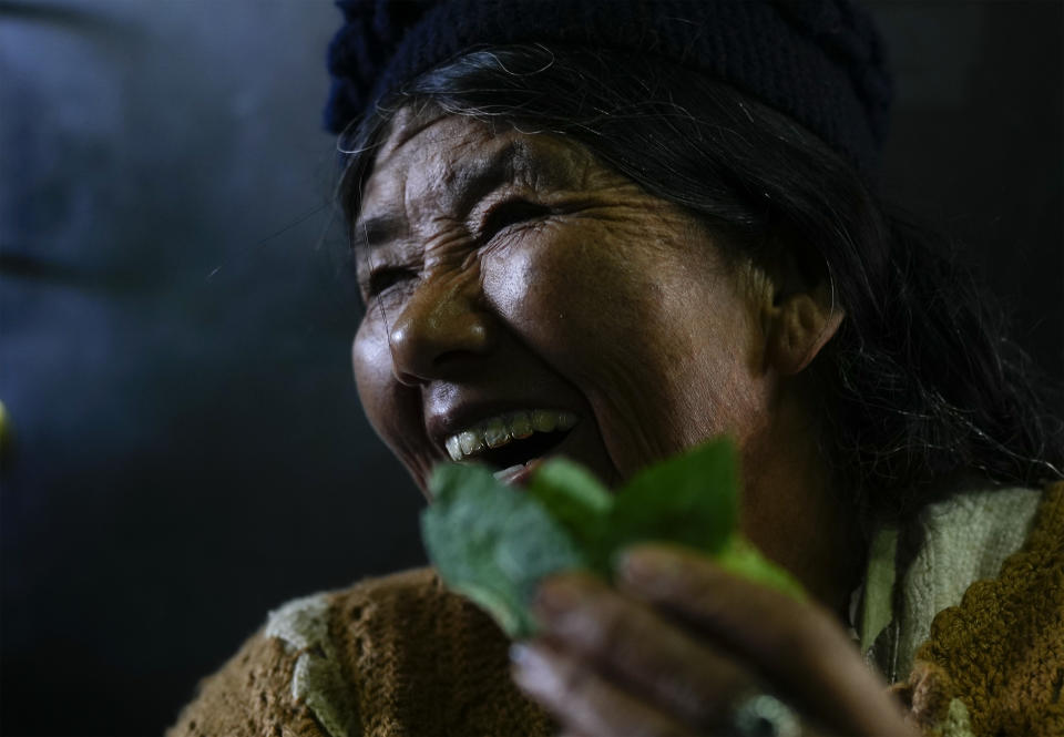 Una vendedora de coca trabaja en un mercado legal en La Paz, Bolivia, el jueves 18 de abril de 2024. El gobierno de Bolivia ha revivido una batalla de años para conseguir que la ONU despenalice la hoja de coca, un esfuerzo para ganar reconocimiento internacional para una tradición indígena y expandir el mercado de productos derivados de la coca. (AP Foto/Juan Karita)