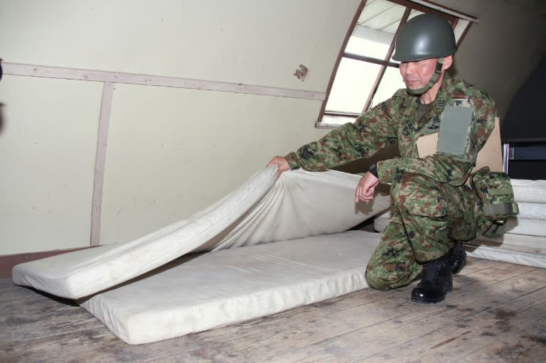 The inside of a hut in Shikabe, Hokkaido, where missing seven-year-old boy Yamato Tanooka was found by military personnel