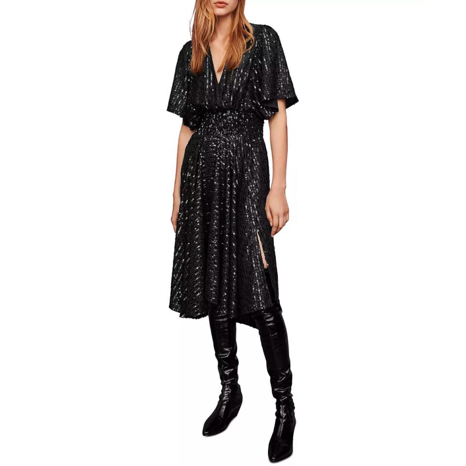 Maje Ring Sequined Midi Dress