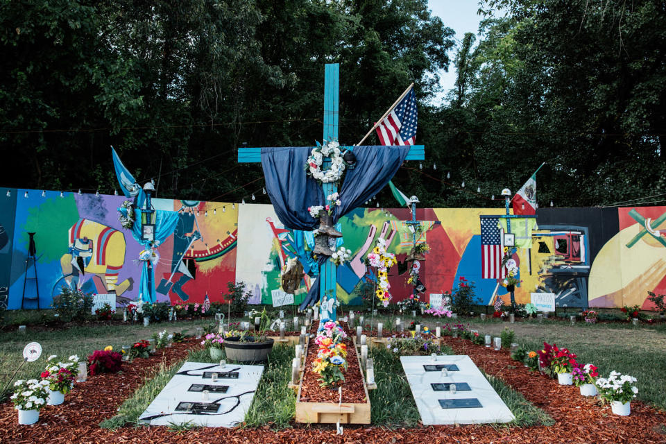 A memorial for the victims of the bridge collapse in Baltimore on Wednesday.  (Rosem Morton for NBC News)