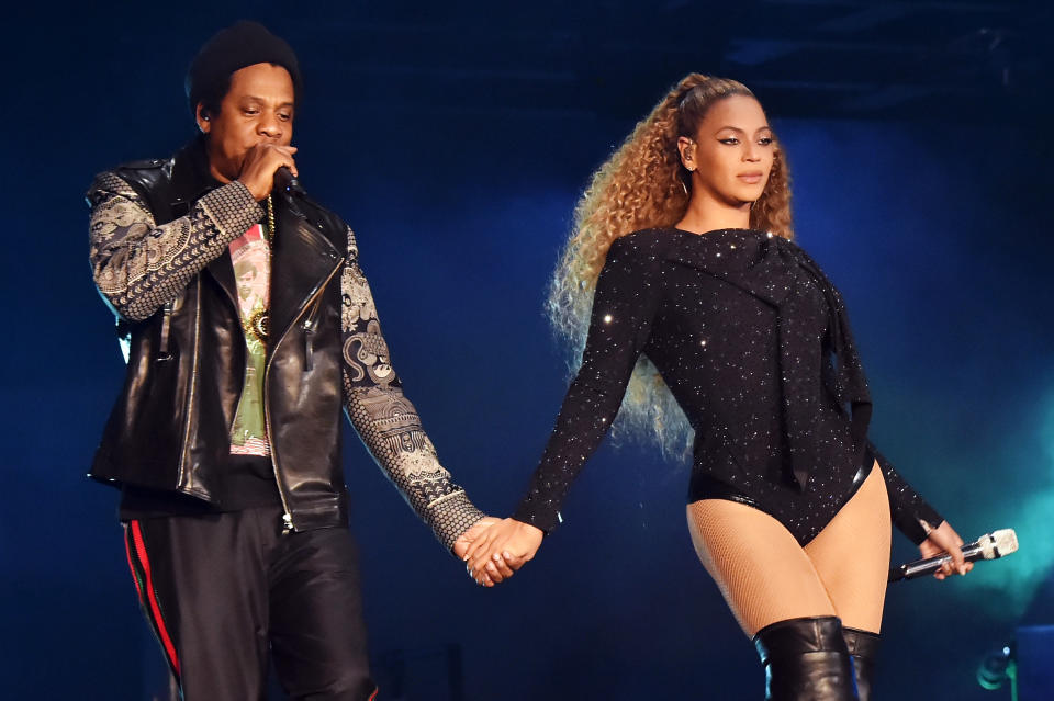 Jay-Z and Beyoncé Knowles perform during the “On the Run II” tour. (Photo: Kevin Mazur/Getty Images for Parkwood Entertainment)