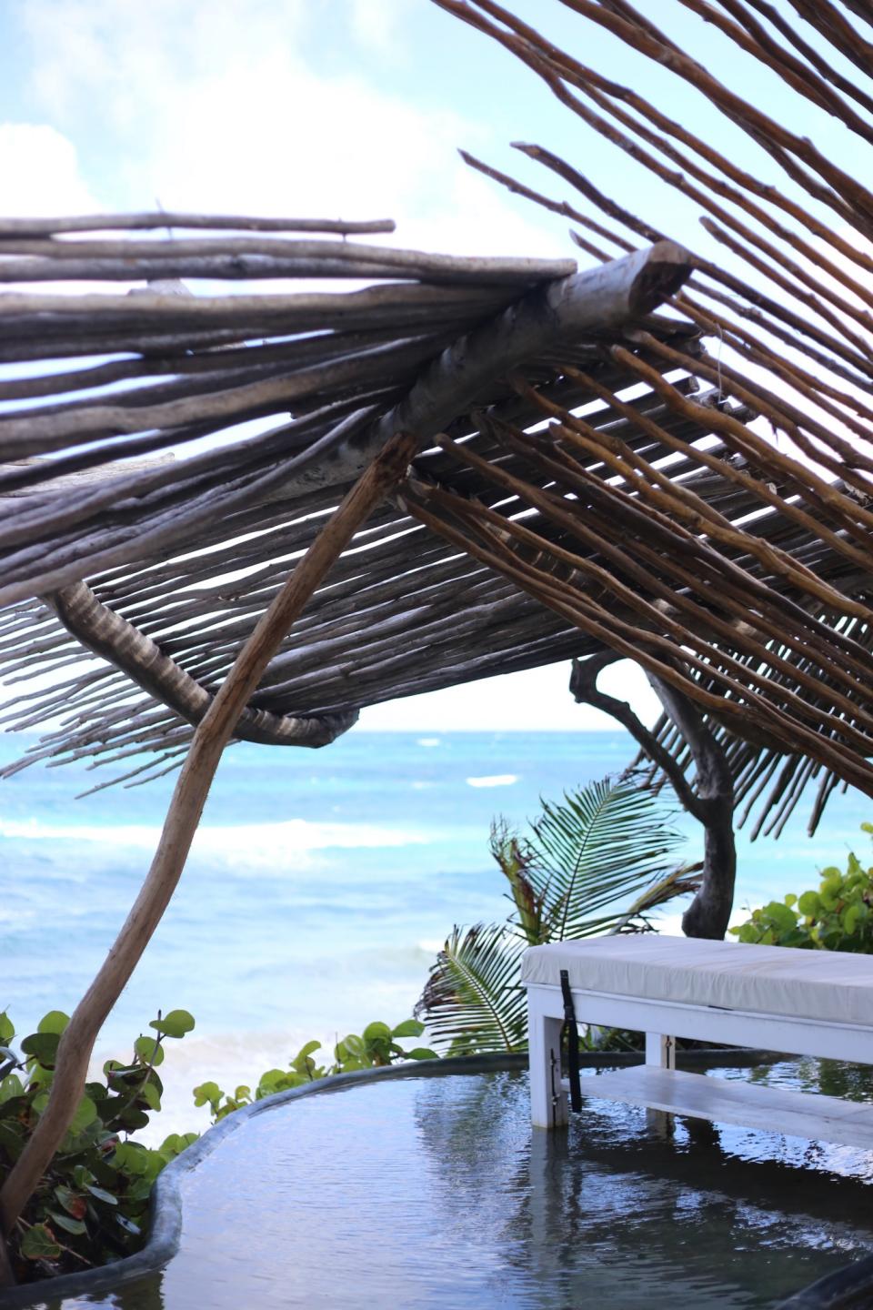 <p>Obviously, this trip was <strong>very</strong> stressful. So I booked in for my most photogenic massage table ever at Azulik Tulum. The whole hotel is constructed of wood, built about a cenote (which you can see the water of in the photo) and doesn’t use any electric lights in the rooms (to stop baby turtles from heading for the land rather than the sea when they hatch). </p>