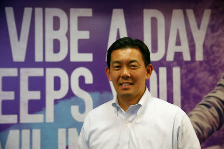 Takahito Aiki, Managing Executive Officer of Japanese e-commerce giant Rakten Inc. which acquired call and messaging app provider Viber Media Inc, poses for a picture at Viber's offices in Tel Aviv, Israel August 29, 2016. REUTERS/Baz Ratner