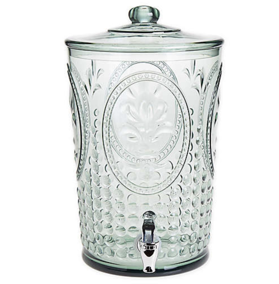 Vintage Embossed 1.95-Gallon Beverage Dispenser in Green (Photo via Bed Bath & Beyond)