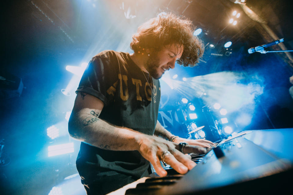 <p>The Band Camino rocks out at their secret show at New York City's Bowery Ballroom on Sept. 13. The band released their debut album, featuring "Underneath My Skin," last week.</p>