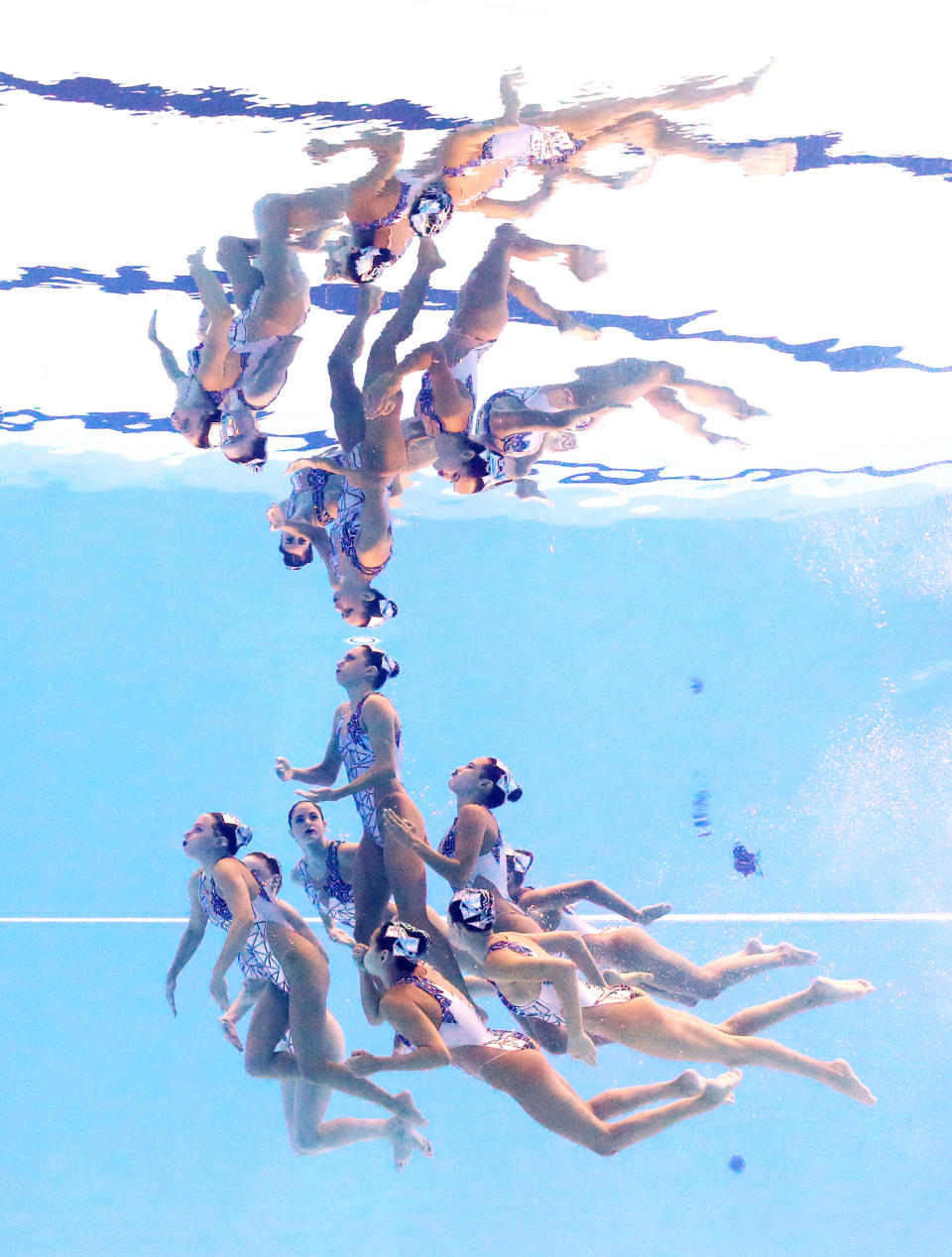 Team United States competes in the Team Free Final on day eight of the Gwangju 2019 FINA World Championships at Yeomju Gymnasium on July 19, 2019 in Gwangju, South Korea. (Photo by Maddie Meyer/Getty Images)