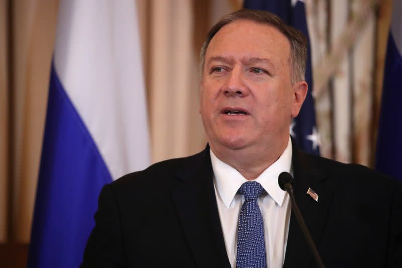 U.S. Secretary of State Pompeo holds news conference with Russia’s Foreign Minister Lavrov at State Department in Washington