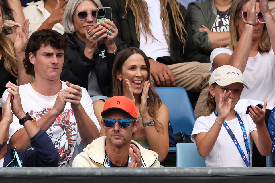 Bec Hewitt, pictured here watching son Cruz at the Australian Open.
