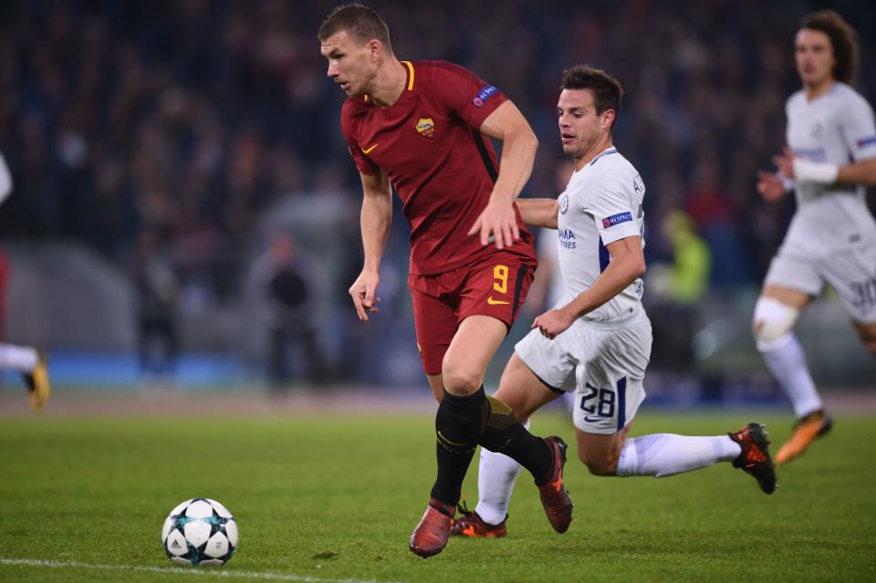 Roma’s Edin Dzeko could be heading back to the Premier League. (Getty)