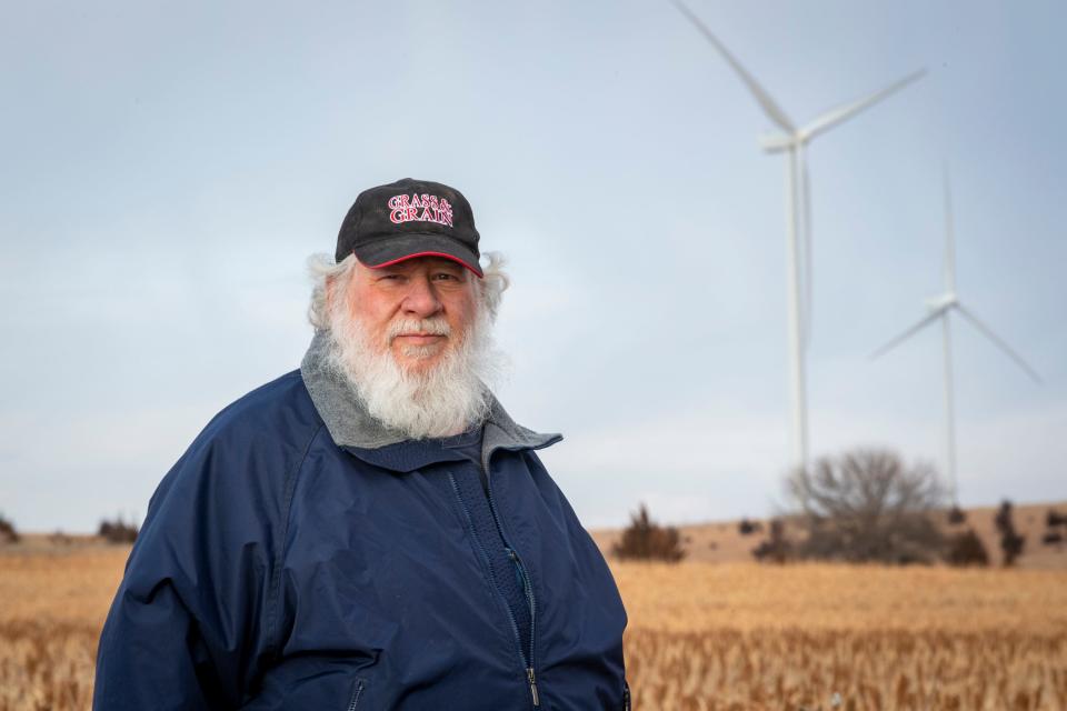 Tom Cunningham says the income from leasing his land has helped him to retire. Big businesses build and expand their wind turbine systems on the land of Kansas farmers, specifically in Concordia. Some of these corporations compensate the farmers and surrounding communities.