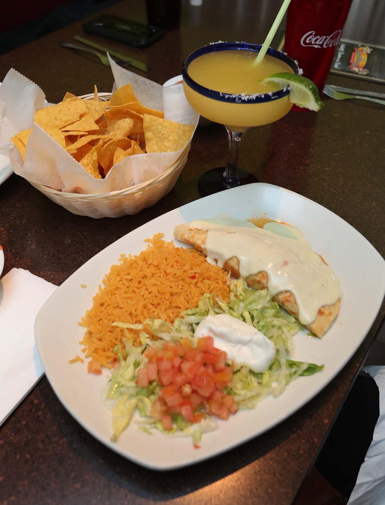 A chicken quesadilla combo is one of the features on the lunch menu at El Torito Tacos.