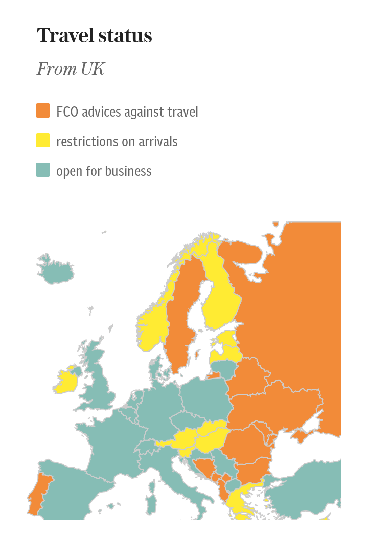 Travel restrictions to European destinations